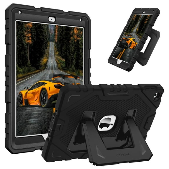 Fintie Case for iPad 6th Generation 2018 / 5th Gen 2017 / iPad Air 2 / iPad Air 1 (9.7 Inch), Fully-Body Rugged Heavy Duty Shockproof Protective Case with Built-in Kickstand, Black