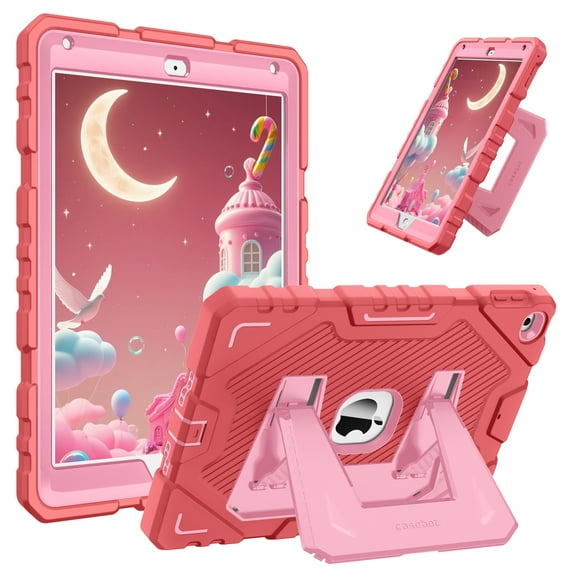 Fintie Case for iPad 6th Generation 2018 / 5th Gen 2017 / iPad Air 2 / iPad Air 1 (9.7 Inch), Fully-Body Rugged Heavy Duty Shockproof Protective Case with Built-in Kickstand, Pink