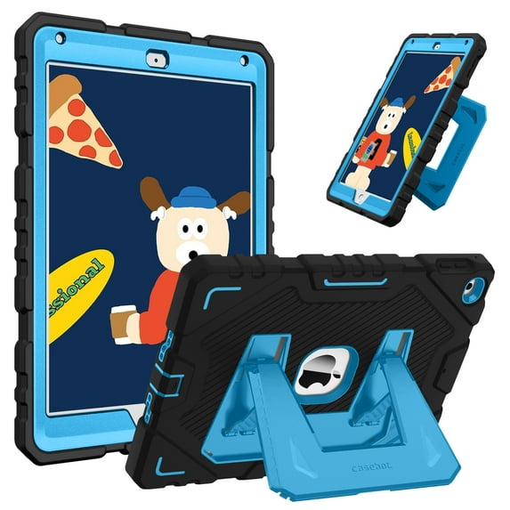 Fintie Case for iPad 6th Generation 2018 / 5th Gen 2017 / iPad Air 2 / iPad Air 1 (9.7 Inch), Fully-Body Rugged Heavy Duty Shockproof Protective Case with Built-in Kickstand, Black/Blue