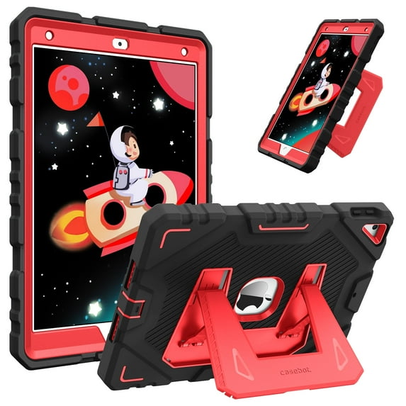 Fintie Case for iPad 9th Generation (2021) / 8th Gen (2020) / 7th Gen (2019) 10.2 Inch, Protective Fully-Body Rugged Heavy Duty Shockproof Case with Built-in Stand for Kids, Red