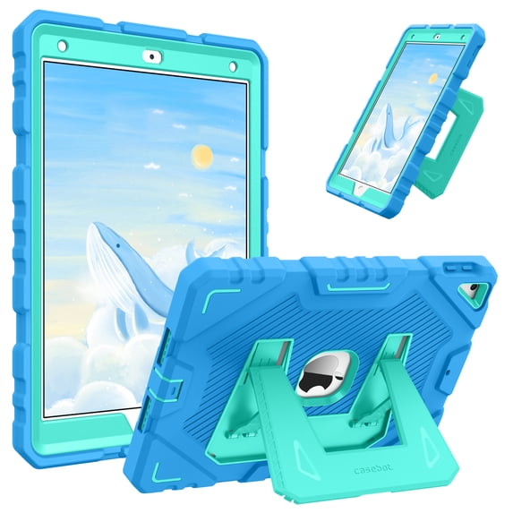 Fintie Case for iPad 9th Generation (2021) / 8th Gen (2020) / 7th Gen (2019) 10.2 Inch, Protective Fully-Body Rugged Heavy Duty Shockproof Tablet Case with Built-in Stand for Kids, Blue