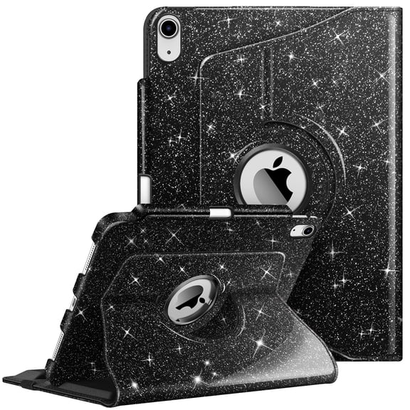 Fintie Case for iPad (A16) 11th Generation 11 Inch (2025), iPad 10th Generation 10.9 Inch (2022), 360 Degree Rotating Protective Stand Cover with Pencil Holder, Glitter Black