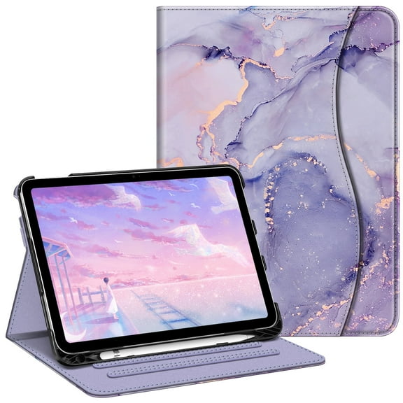 Fintie Case for iPad (A16) 11th Generation 11 Inch (2025), iPad 10th Generation 10.9 Inch (2022), Multi-Angle Viewing Protective Stand Cover, Pencil Holder & Pocket, Lilac Marble