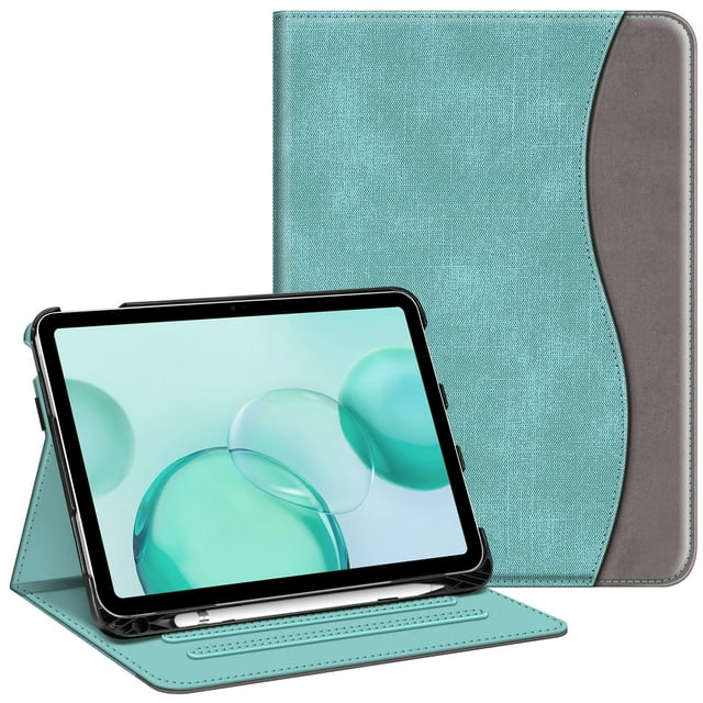 Fintie Case for iPad (A16) 11th Generation 11 Inch (2025), iPad 10th Generation 10.9 Inch (2022), Multi-Angle Viewing Protective Stand Cover, Pencil Holder & Pocket, turquoise
