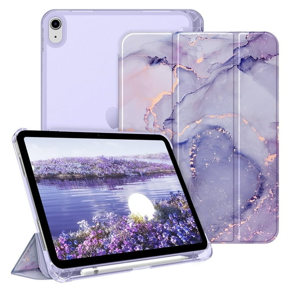 Fintie Case for iPad (A16) 11th Generation Case 2025, iPad 10th Generation Case 2022, Slim Shell Hard Translucent Frosted Back Stand Cover with Pencil Holder, Auto Sleep/Wake, Lilac Marble