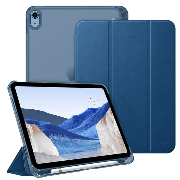 Fintie Case for iPad (A16) 11th Generation Case 2025, iPad 10th Generation Case 2022, Slim Shell Hard Translucent Frosted Back Stand Cover with Pencil Holder, Auto Sleep/Wake, Marine Blue