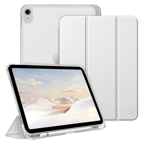 Fintie Case for iPad (A16) 11th Generation Case 2025, iPad 10th Generation Case 2022, Slim Shell Hard Translucent Frosted Back Stand Cover with Pencil Holder, Auto Sleep/Wake, Silver