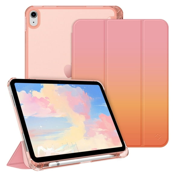 Fintie Case for iPad (A16) 11th Generation Case 2025, iPad 10th Generation Case 2022, Slim Shell Hard Translucent Frosted Back Stand Cover with Pencil Holder, Auto Sleep/Wake, Sunset Ombre