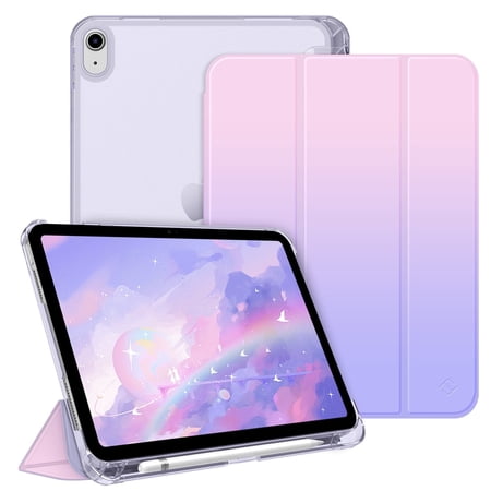 Fintie Case for iPad (A16) 11th Generation Case 2025, iPad 10th Generation Case 2022, Slim Shell Hard Translucent Frosted Back Stand Cover with Pencil Holder, Auto Sleep/Wake, Fantasy Ombre