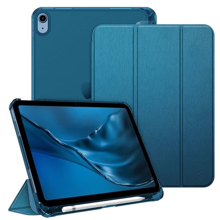Fintie Case for iPad (A16) 11th Generation Case 2025, iPad 10th Generation Case 2022, Slim Shell Hard Translucent Frosted Back Stand Cover with Pencil Holder, Auto Sleep/Wake, Brushed Blue