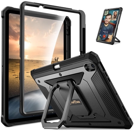 Fintie Case for iPad Air 11-inch M4/M3/M2 (2026/2025/2024), [Tuatara Magic Ring] 360 Degree Rotating Grip Stand Rugged Cover with Screen Protector & Pencil Holder, Black