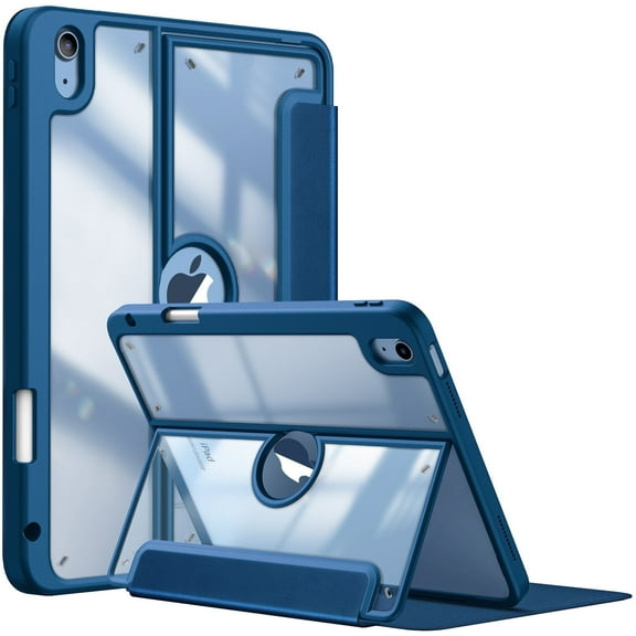 Fintie Case for iPad iPad (A16) 11th Generation 11 Inch (2025), iPad 10th Generation 10.9 Inch (2022) - Multi-Angle Viewing Shockproof Soft TPU Cover, Clear Back Shell, Pencil Holder, Marine Blue