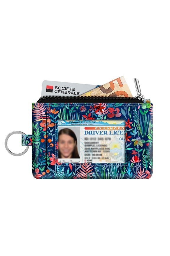 Casual Card Wallet with Zipper Fastener (Unisex), Jungle Night