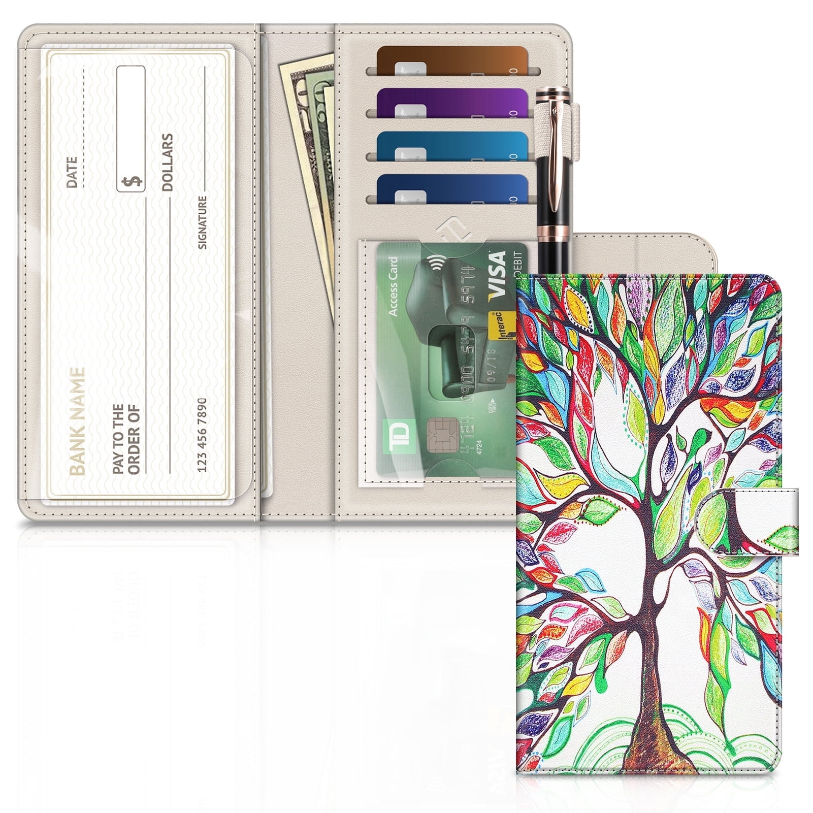 Fintie Checkbook Cover, RFID Blocking, Large Capacity, Pen Holder, Card ...