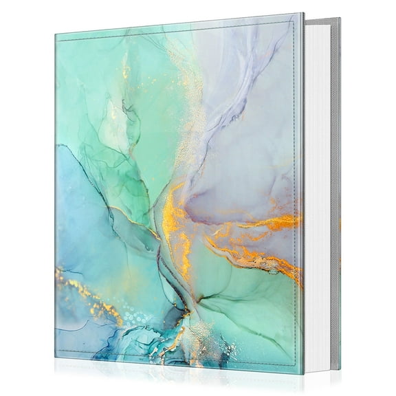 Fintie Classical Photo Album - 600 Pockets for 4x6 Photos, Ideal for Family, Wedding, Baby, Vacation - Emerald Marble