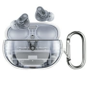 Fintie Clear Case for New Beats Studio Buds + (2023) / Beats Studio Buds 2021, Anti-Lost Shockproof Earbuds Protective Cover with Keychain Carabiner Support Wir