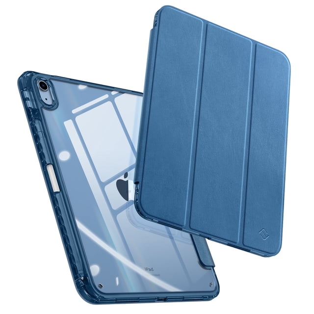 Fintie Clear Case for iPad (A16) 11th Generation 11 Inch (2025), iPad 10th Generation 10.9 Inch (2022), Crystal Transparent Back Cover with Pencil Holder, Auto Wake/ Sleep, Ocean Blue