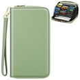 thumbnail image 1 of Fintie Credit Card Holder, 30 Slots Leather Wallet, Large Capacity RFID Wallet, Zip Wallet Phone Holder Clutch Travel Purse with Wristlet Strap, Hold All Cards, Cash, Phone, etc. Sage Green, 1 of 8