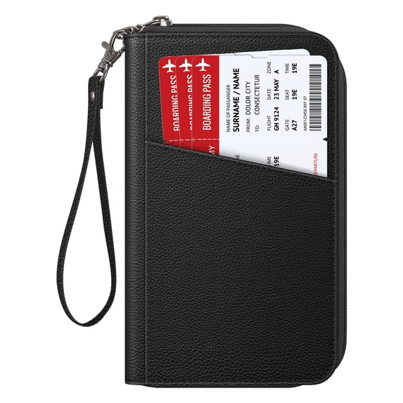Fintie Family Passport Holder, RFID Blocking Travel Document Organizer Clutch Bag for Women and Men,Black
