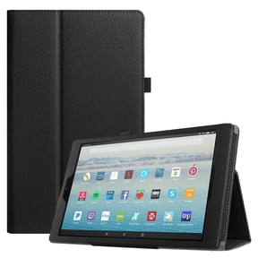 Fintie Folio Case for Amazon Fire HD 10 Tablet (7th and 9th Generations, 2017 and 2019 Releases), Premium PU Leather Slim Fit Stand Cover with Auto Wake / Sleep, Black