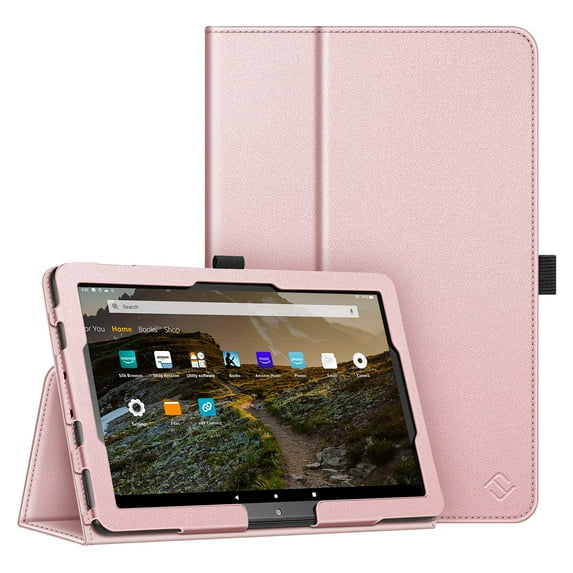 Fintie Folio Case for Fire HD 10 and 10 Plus Tablet (13th/11th Generation, 2023/2021 Release, Slim Fit Standing Cover with Auto Sleep / Wake, Rose Gold