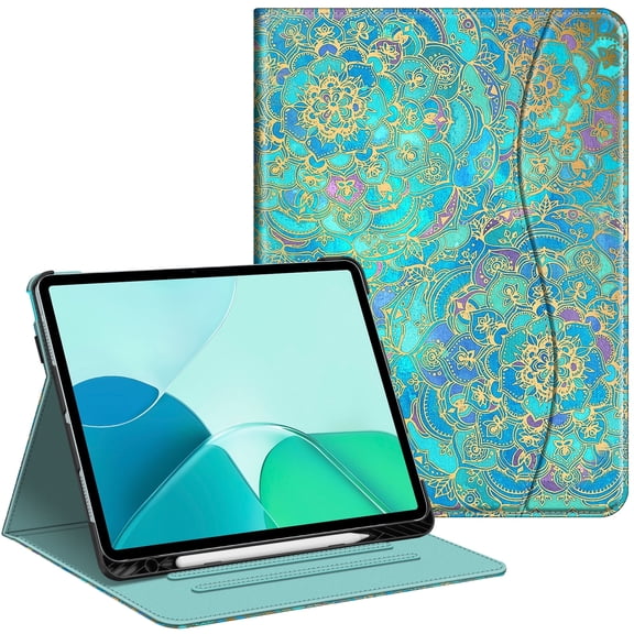 Fintie Folio Case for iPad Air 13-inch (M4) 2026, (M3) 2025, (M2) 2024, Multi-Angle Viewing Protective Cover with Pencil Holder & Pocket, Shades of Blue