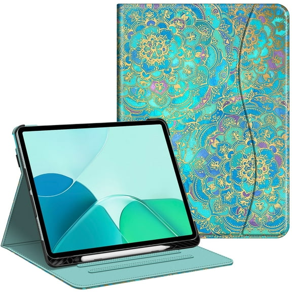 Fintie Folio Case for iPad Air 13-inch (M3) 2025, (M2) 2024, Multi-Angle Viewing Protective Cover with Pencil Holder & Pocket, Shades of Blue