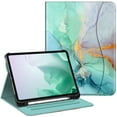 thumbnail image 1 of Fintie Folio Case for iPad Pro 11-inch (M5) 2025 / (M4) 2024, Multi-Angle Viewing Soft TPU Cover with Pocket & Pencil Holder, Emerald Marble, 1 of 11