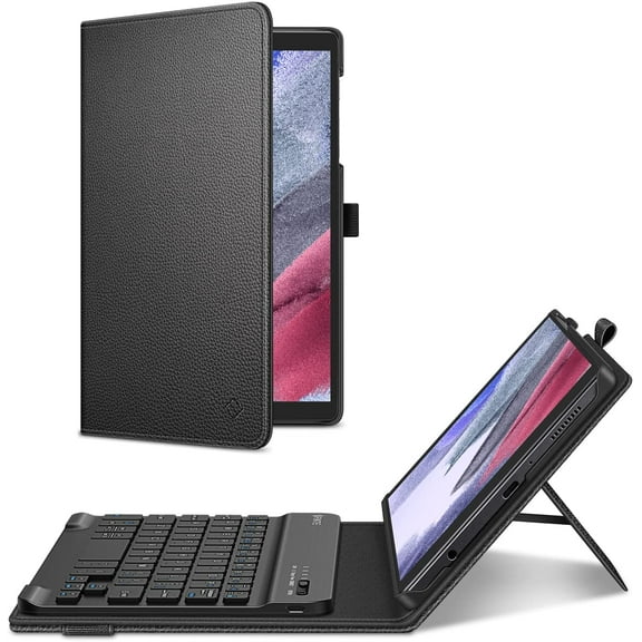 Fintie Folio Keyboard Case for Samsung Galaxy Tab A7 Lite 8.7 inch 2021 Model (SM-T220/T225/T227), Premium Vegan Leather Smart Stand Back Cover w/Removable Wireless Bluetooth Keyboard, Black