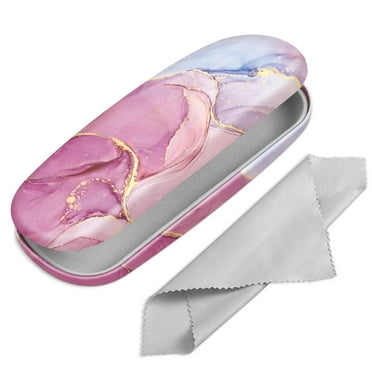 Fintie Hard Shell Eyeglasses Case Portable Protective Glasses Cover Eyeglass Holder Box with Cleaning Cloth for Men Women, Glittering Marble