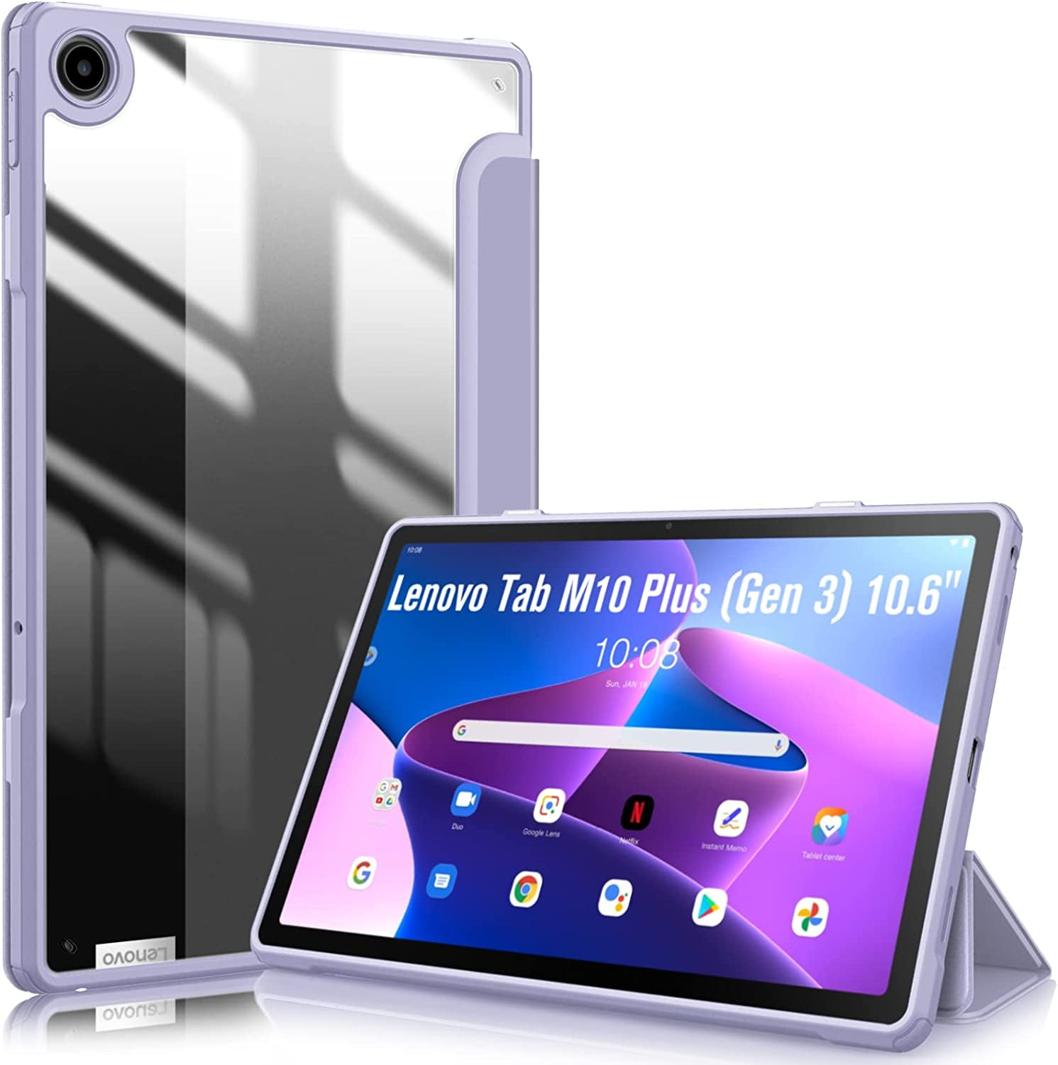 Plus with 2022, Hybrid Clear Slim Fintie M10 Tab (3rd (Lilac for Shell Transparent 10.6\