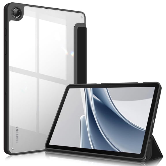 Fintie Hybrid Slim Case for Samsung Galaxy Tab A11+ Plus 2025/ A9+ Plus 11 Inch 2023, Shockproof Cover with Clear Transparent Back Shell, Auto Wake/Sleep, Black