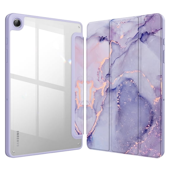 Fintie Hybrid Slim Case for Samsung Galaxy Tab A11+ Plus 2025/ A9+ Plus 11 Inch 2023, Shockproof Cover with Clear Transparent Back Shell, Auto Wake/Sleep, Lilac Marble