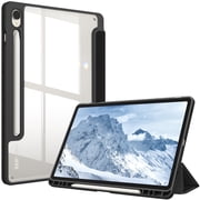Fintie Hybrid Slim Case for Samsung Galaxy Tab S10 Lite/ S10 FE/ S9 FE 10.9 Inch/Tab S9 11 Inch with S Pen Holder, Shockproof Cover with Clear Transparent Back Shell, Auto Wake/Sleep, Black