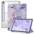 thumbnail image 1 of Fintie Hybrid Slim Case for Samsung Galaxy Tab S10 Lite/ S10 FE/ S9 FE 10.9 Inch/Tab S9 11 Inch with S Pen Holder, Shockproof Cover with Clear Transparent Back Shell, Auto Wake/Sleep, Lilac Marble, 1 of 10
