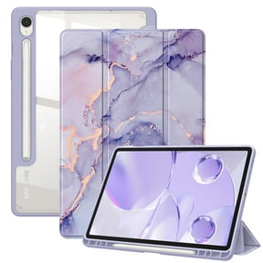 Fintie Hybrid Slim Case for Samsung Galaxy Tab S10 Lite/ S10 FE/ S9 FE 10.9 Inch/Tab S9 11 Inch with S Pen Holder, Shockproof Cover with Clear Transparent Back Shell, Auto Wake/Sleep, Lilac Marble