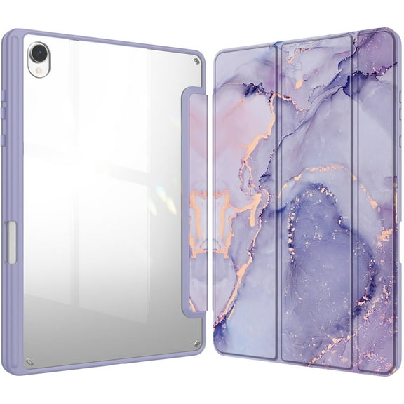 Fintie Hybrid Slim Case for Samsung Galaxy Tab S11 5G 11 Inch 2025 Model (SM-X730/X736B) with Built-in S Pen Holder, Shockproof Cover with Clear Transparent Back Shell, Auto Wake/Sleep, Lilac Marble
