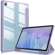 Fintie Hybrid Slim Case for Samsung Galaxy Tab S6 Lite 10.4 Inch 2024/2022/2020 with S Pen Holder, Shockproof Cover with Clear Transparent Back Shell, Auto Wake/Sleep, Purple