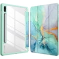 thumbnail image 1 of Fintie Hybrid Slim Case for Samsung Galaxy Tab S8/Tab S7 11 inch (Model SM-X700/X706/T870/T875/T878) with S Pen Holder, Shockproof Cover with Clear Transparent Back Shell, Auto Wake/Sleep, E-Marble, 1 of 8