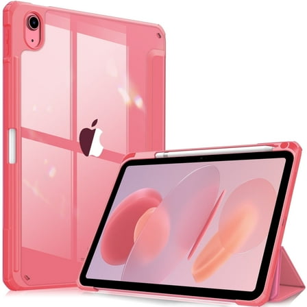 Fintie Hybrid Slim Case for iPad (A16) 11th Generation 11 Inch (2025), iPad 10th Generation 10.9 Inch (2022), with Clear Transparent Back, Pink