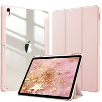 Fintie Hybrid Slim Case for iPad Air 13-inch (M3) 2025, (M2) 2024 - Shockproof Cover with Clear Back Shell & Pencil Holder, Rose Gold