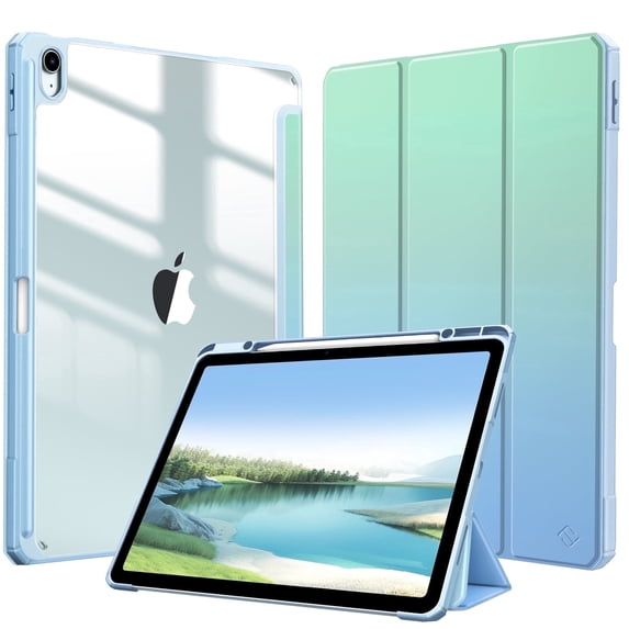Fintie Hybrid Slim Case for iPad Air 13-inch M4/M3/M2 (2026/2025/2024) - Shockproof Cover with Clear Back Shell & Pencil Holder, Seaside Ombre