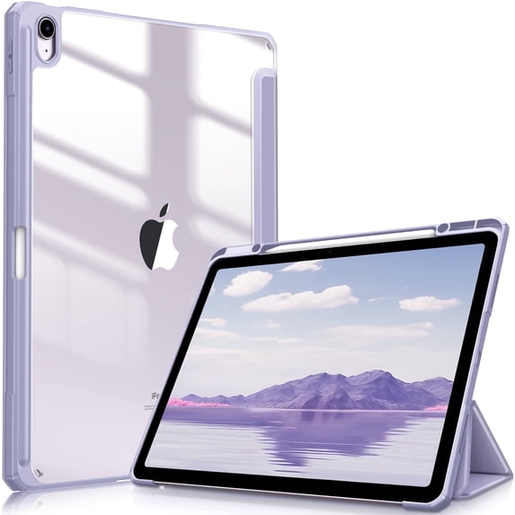 Fintie Hybrid Slim Case for iPad Air 13-inch M4/M3/M2 (2026/2025/2024) - Shockproof Cover with Clear Back Shell & Pencil Holder, Lilac Purple