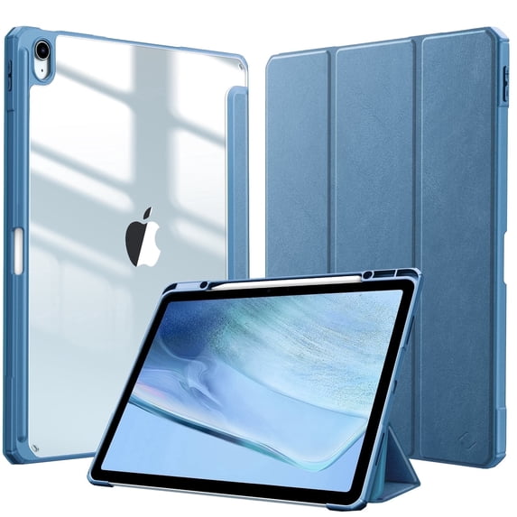 Fintie Hybrid Slim Case for iPad Air 13-inch M4/M3/M2 (2026/2025/2024) - Shockproof Cover with Clear Back Shell & Pencil Holder, Ocean Blue