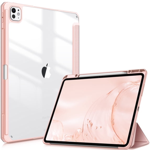Fintie Hybrid Slim Case for iPad Pro 13-inch (M5) 2025 / (M4) 2024, Shockproof Cover with Clear Back Shell & Pencil Holder, Rose Gold
