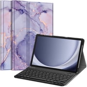 Fintie Keyboard Case for Samsung Galaxy Tab A11 Plus 11" 2025 / Tab A9 Plus 11" 2023, Slim Stand Cover with Magnetically Detachable Wireless Bluetooth Keyboard, Lilac Marble
