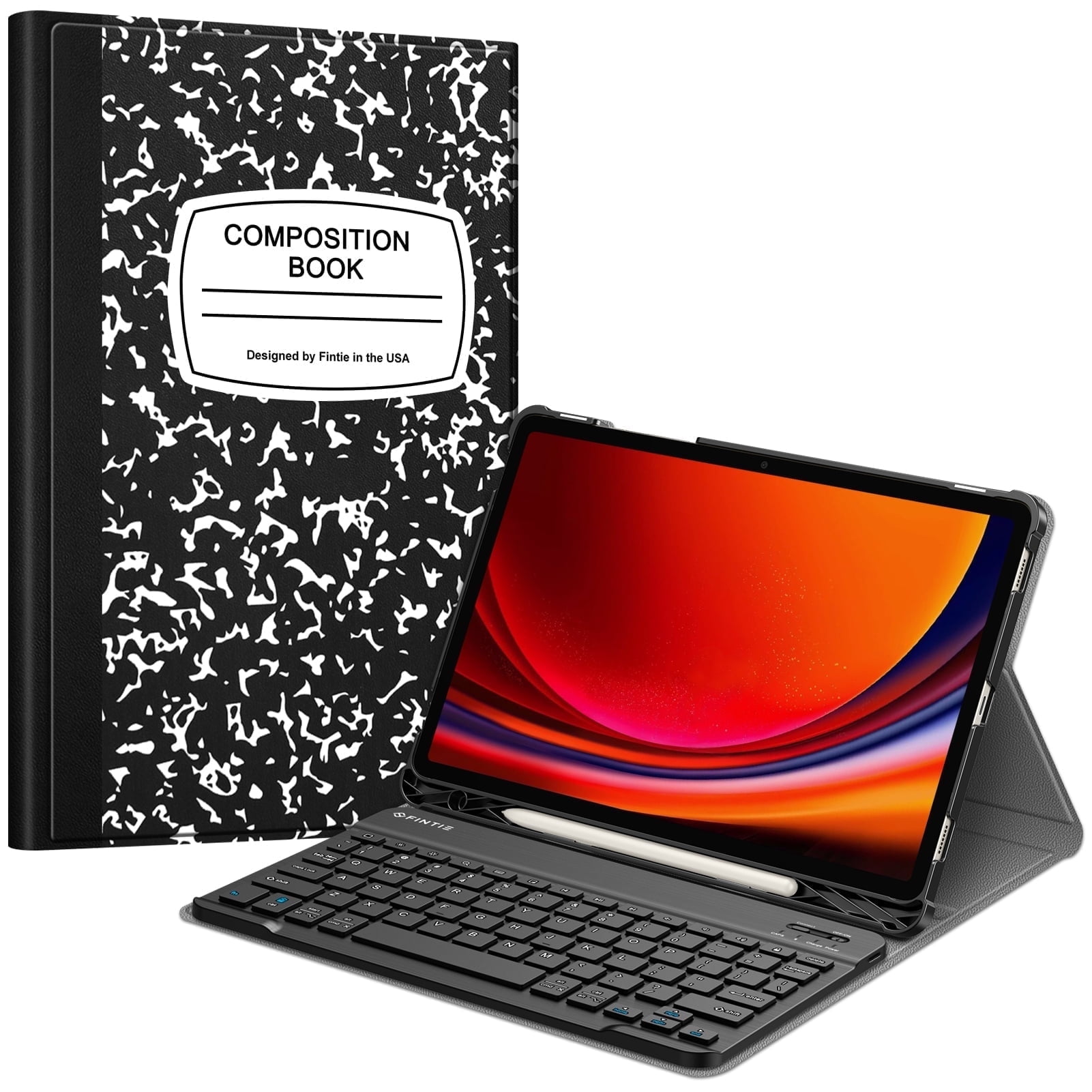 Fintie Keyboard Case for Samsung Galaxy Tab S10 Lite/ S10 FE/ S9 FE 5G 10.9 Inch/Tab S9 11 Inch with S Pen Holder, Slim Stand Cover Detachable Wireless Bluetooth Keyboard, Composition Book