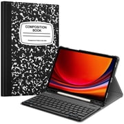 Fintie Keyboard Case for Samsung Galaxy Tab S10 Lite/ S10 FE/ S9 FE 5G 10.9 Inch/Tab S9 11 Inch with S Pen Holder, Slim Stand Cover Detachable Wireless Bluetooth Keyboard, Composition Book