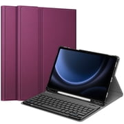 Fintie Keyboard Case for Samsung Galaxy Tab S10 Lite/ S10 FE/ S9 FE 5G 10.9 Inch/Tab S9 11 Inch with S Pen Holder, Slim Stand Cover Detachable Wireless Bluetooth Keyboard, Purple