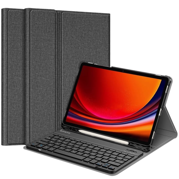 Fintie Keyboard Case for Samsung Galaxy Tab S10 Lite/ S10 FE/ S9 FE 5G 10.9 Inch/Tab S9 11 Inch with S Pen Holder, Slim Stand Cover Detachable Wireless Bluetooth Keyboard, Gray